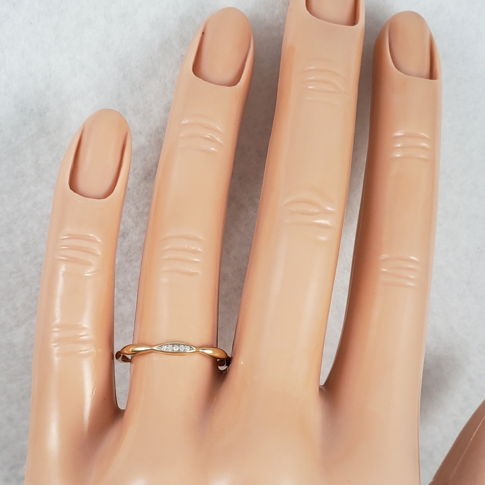 Delicate 14k Yellow Gold & Diamonds Band - Picture 7 of 8